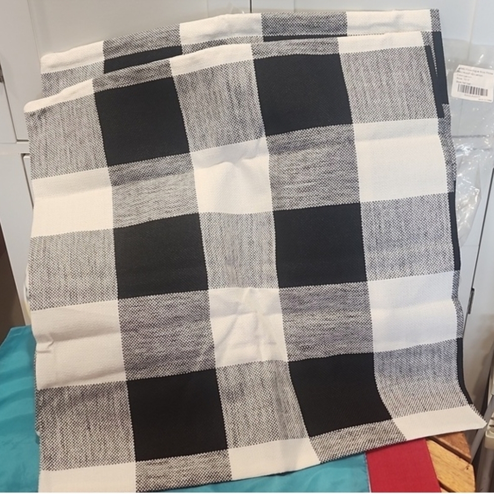 Black and Off White Checkered Pillow Covers With Zipper